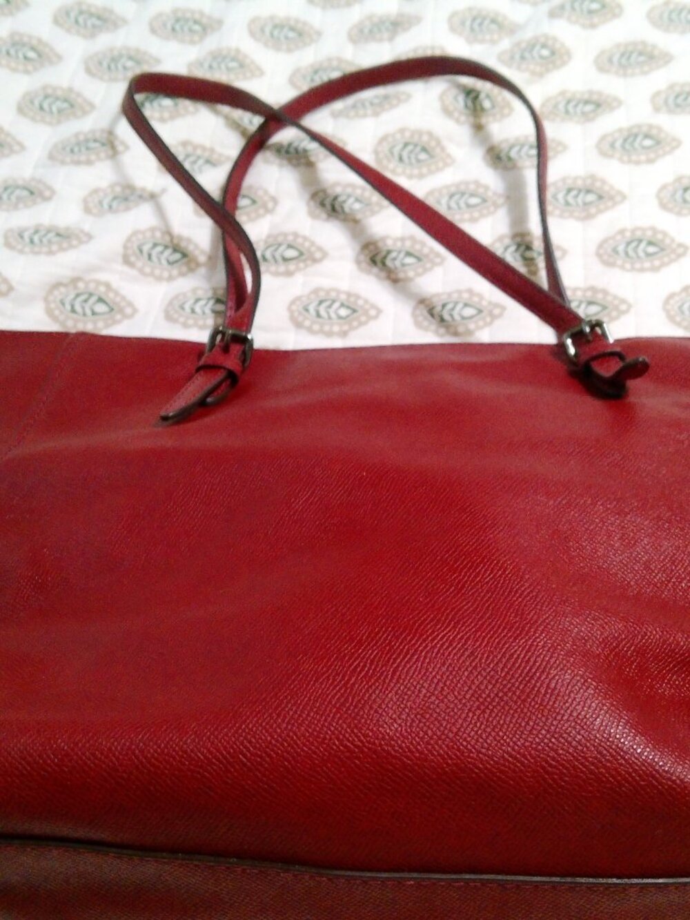 Coach Turnlock Zip  TOTE BAG Red Crossgrain Leather - Picture 4 of 13